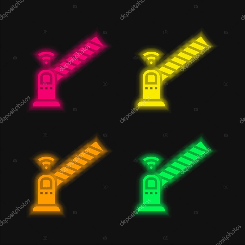 Barrier four color glowing neon vector icon