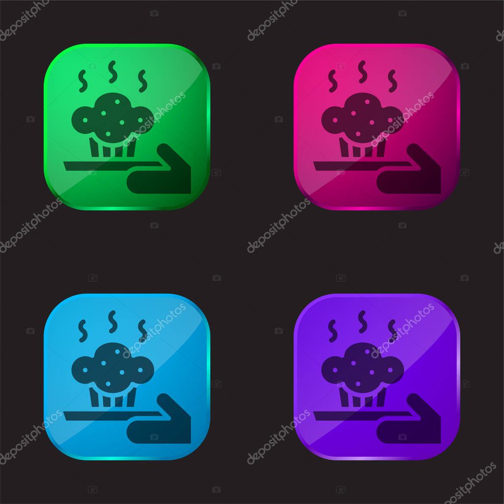 Baking four color glass button icon
