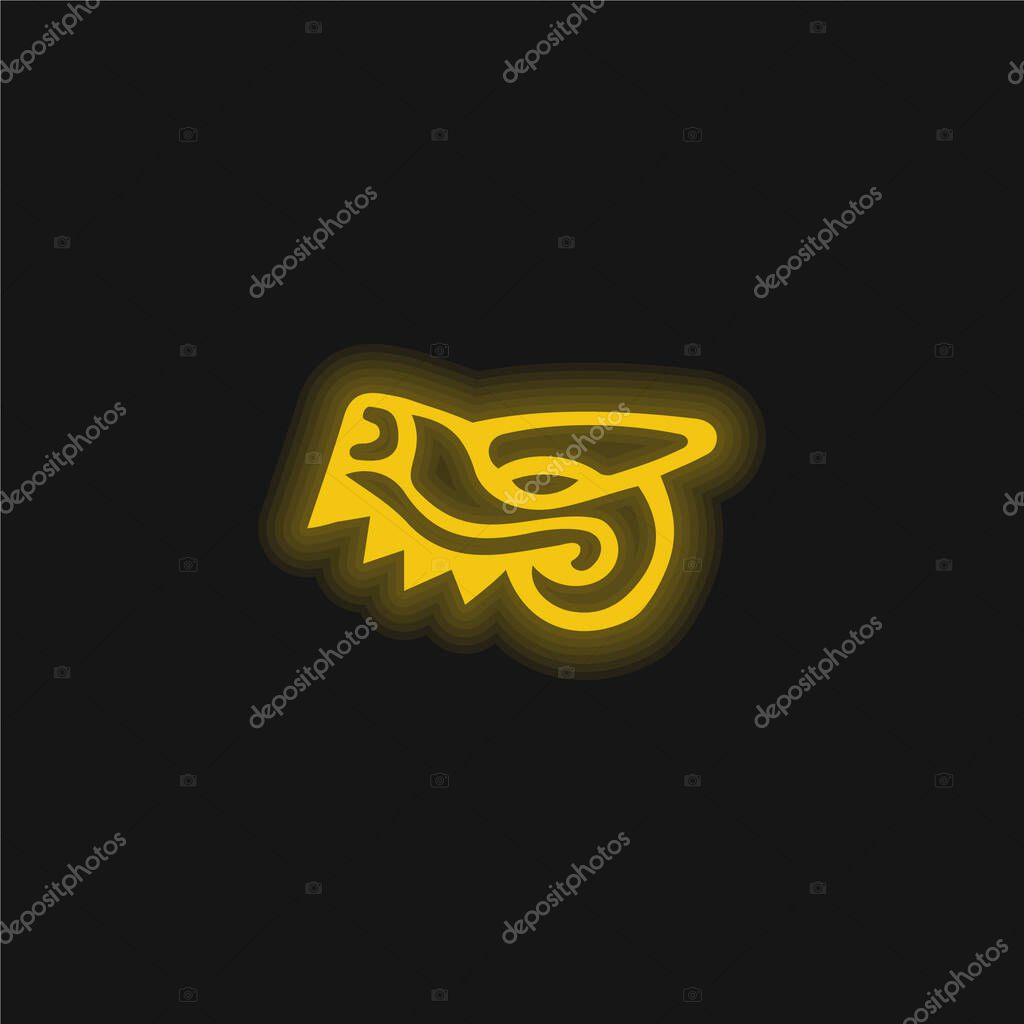 Animal Head Symbol Of Mexico Antique Cultures yellow glowing neon icon