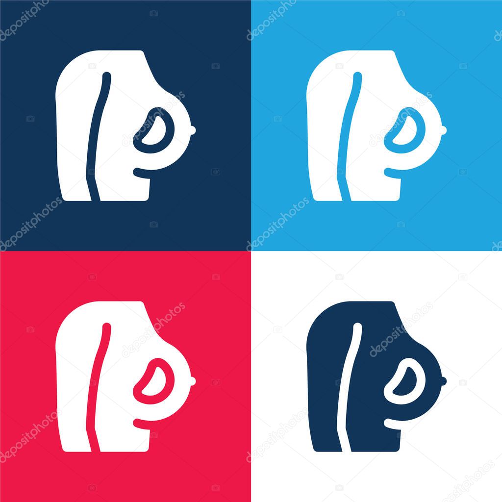 Breast blue and red four color minimal icon set
