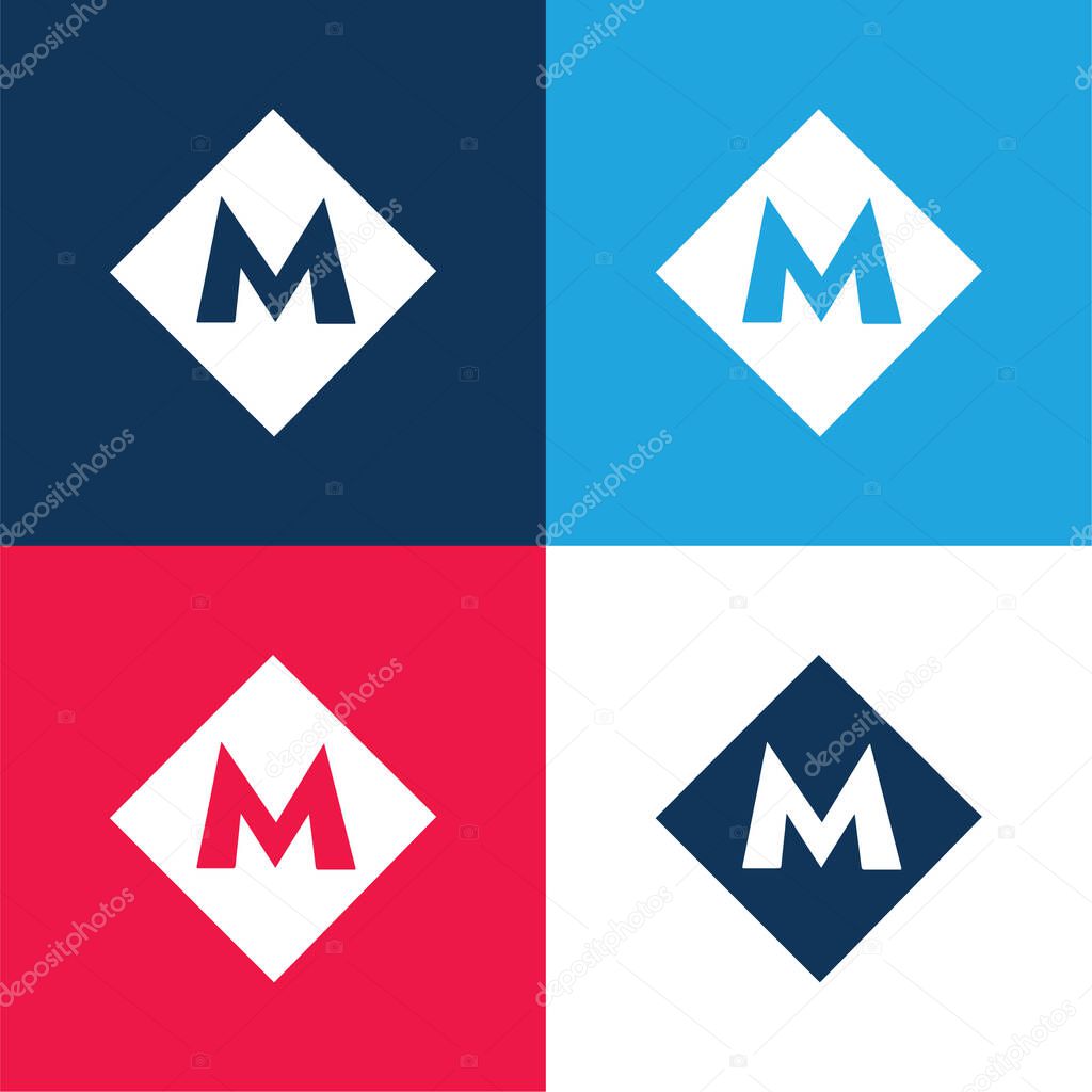 Ankara Metro Logo blue and red four color minimal icon set
