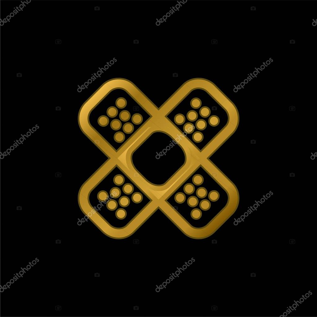 Band Aids Cross gold plated metalic icon or logo vector