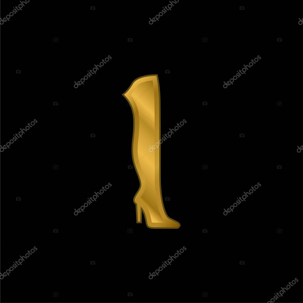 Boots gold plated metalic icon or logo vector