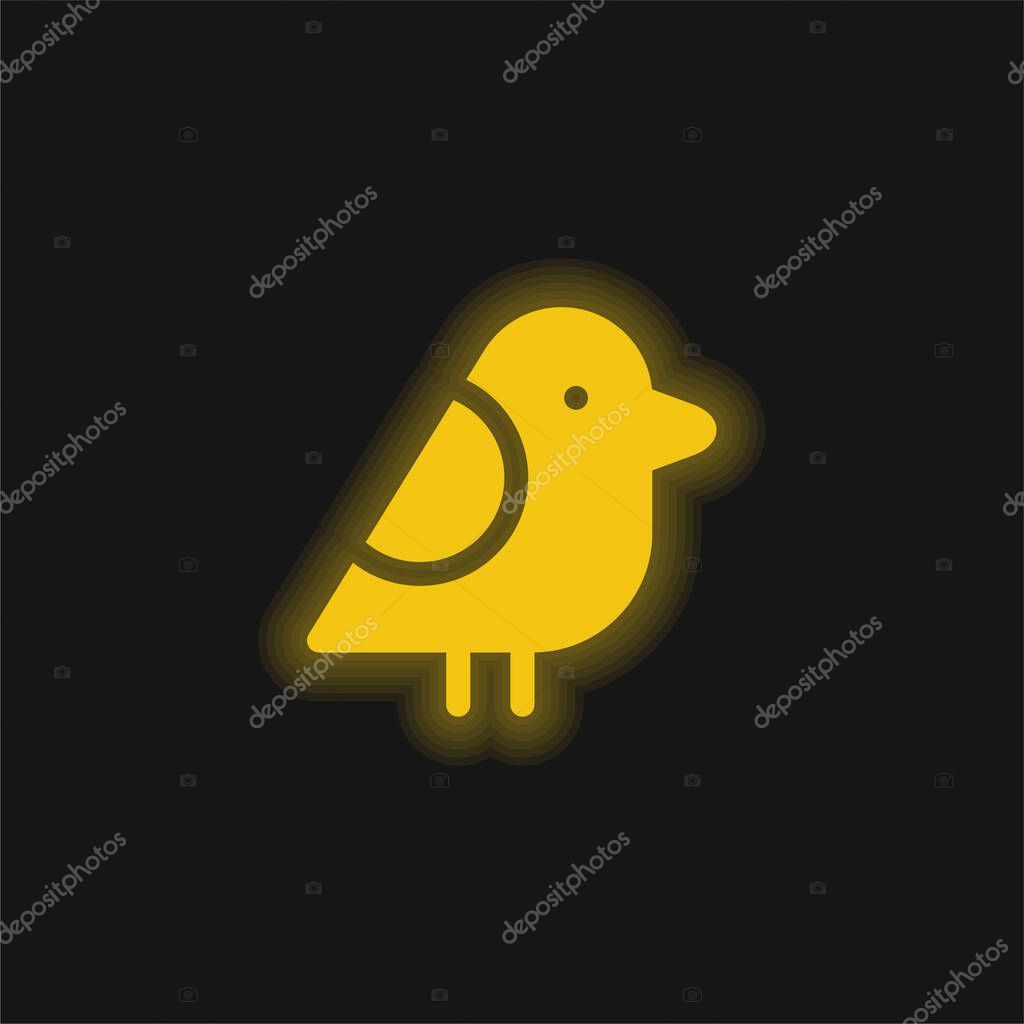 Bird yellow glowing neon icon