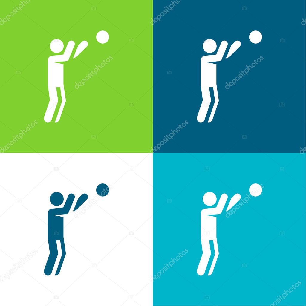 Basketball Player Flat four color minimal icon set