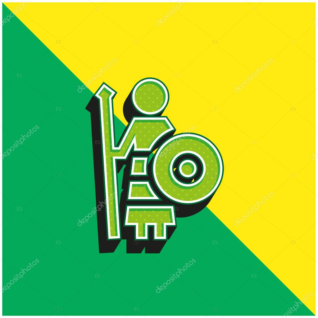 Athena Green and yellow modern 3d vector icon logo