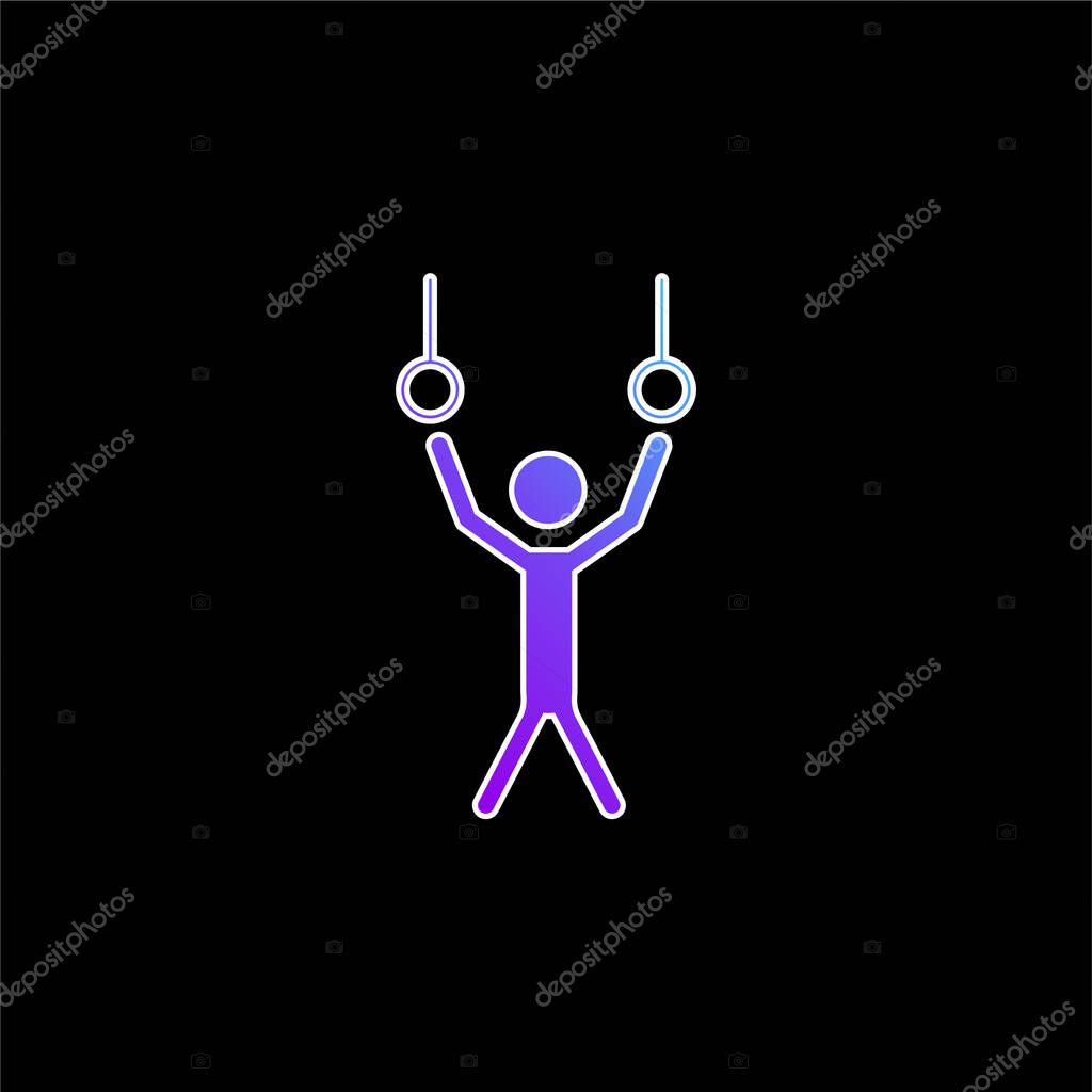 Athlete Hanging Of Rings Couple To Practice Gymnastics blue gradient vector icon