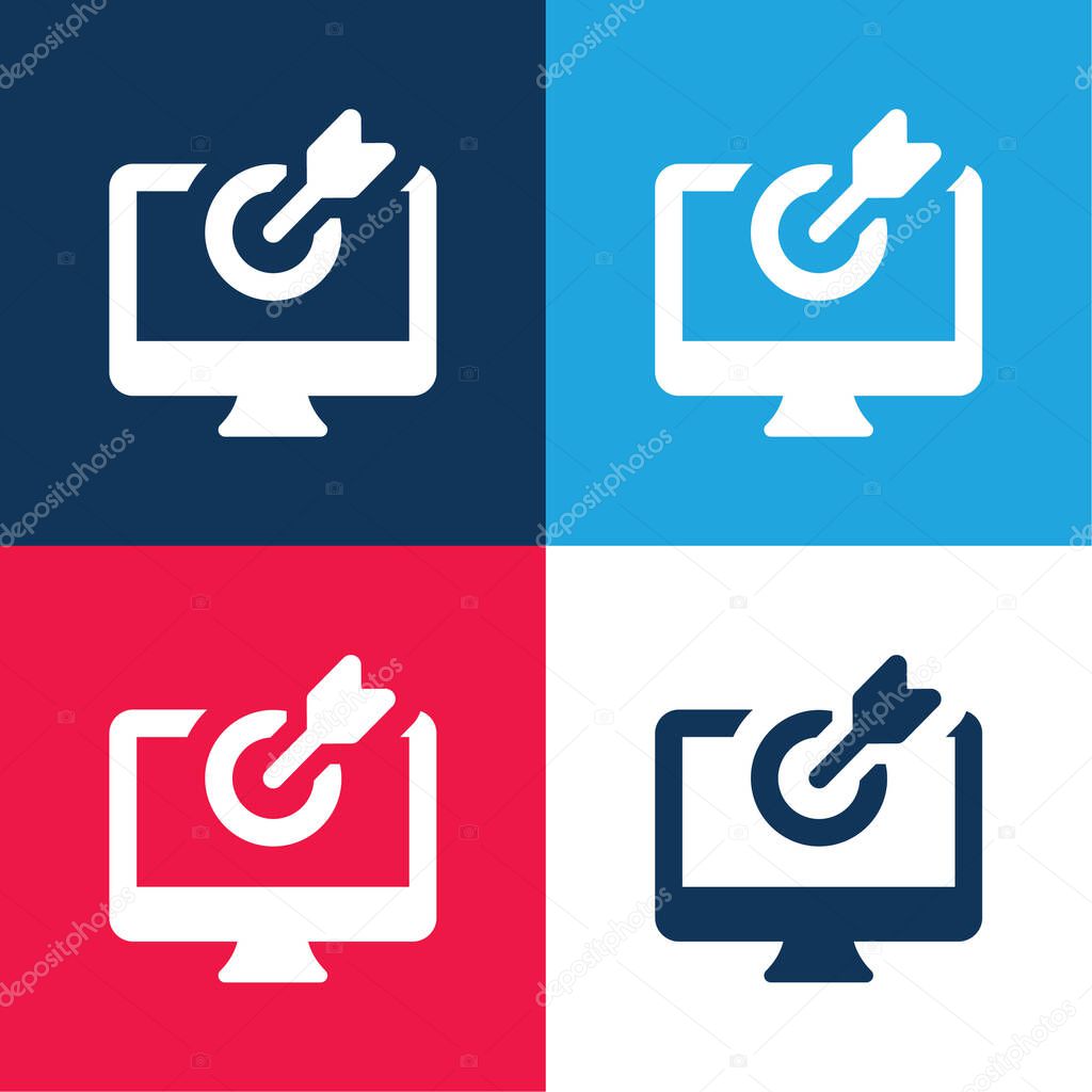 Arrow blue and red four color minimal icon set