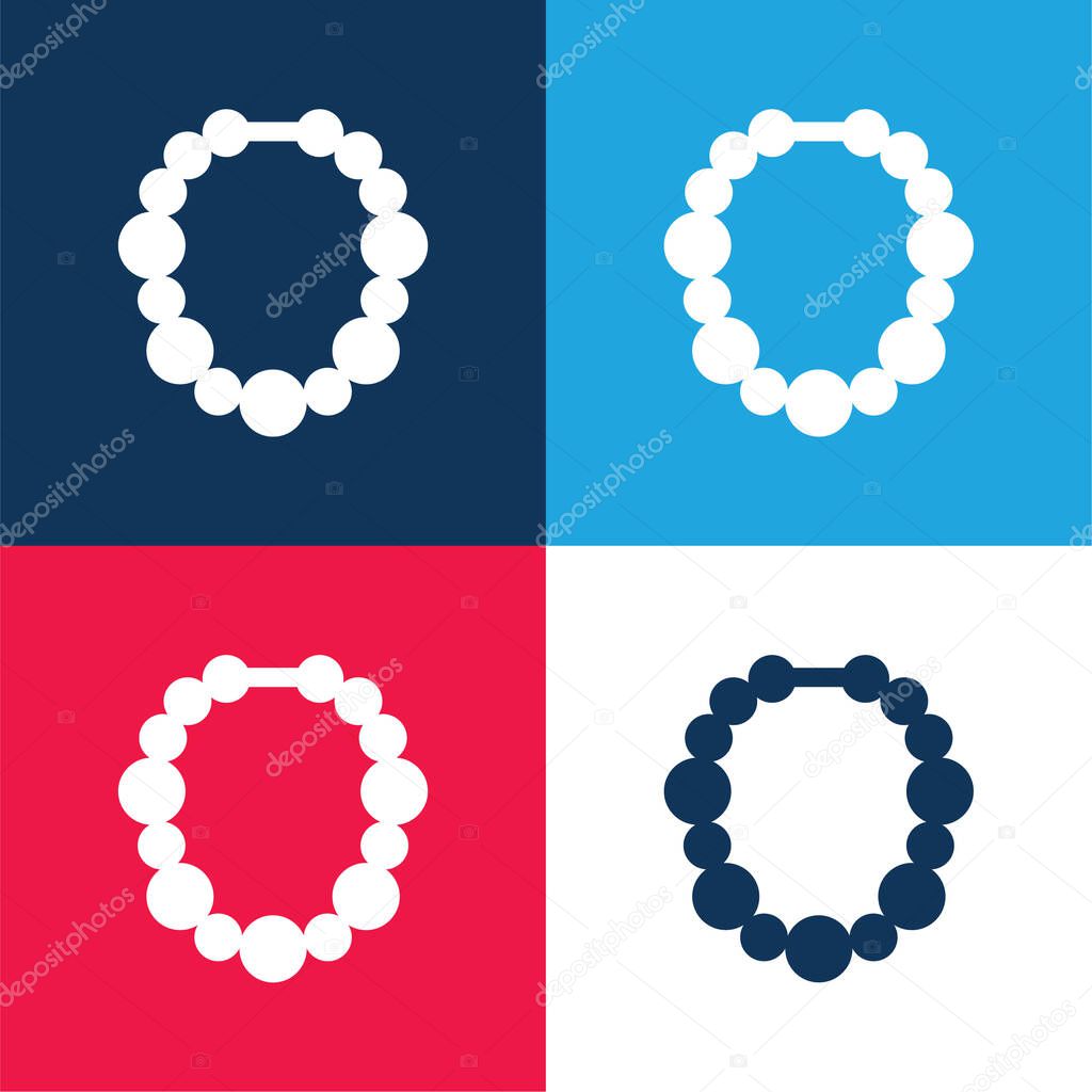 Beads blue and red four color minimal icon set