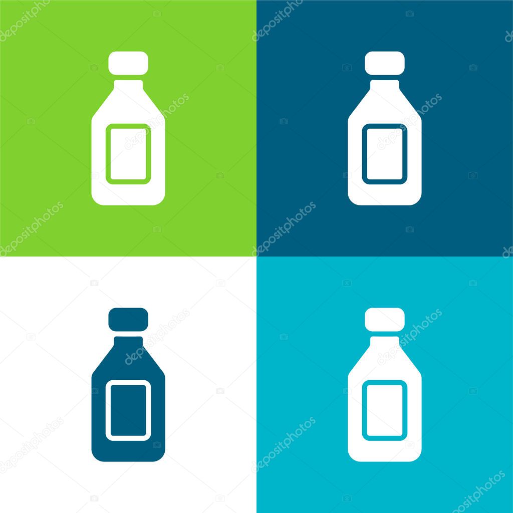 Bottle Flat four color minimal icon set