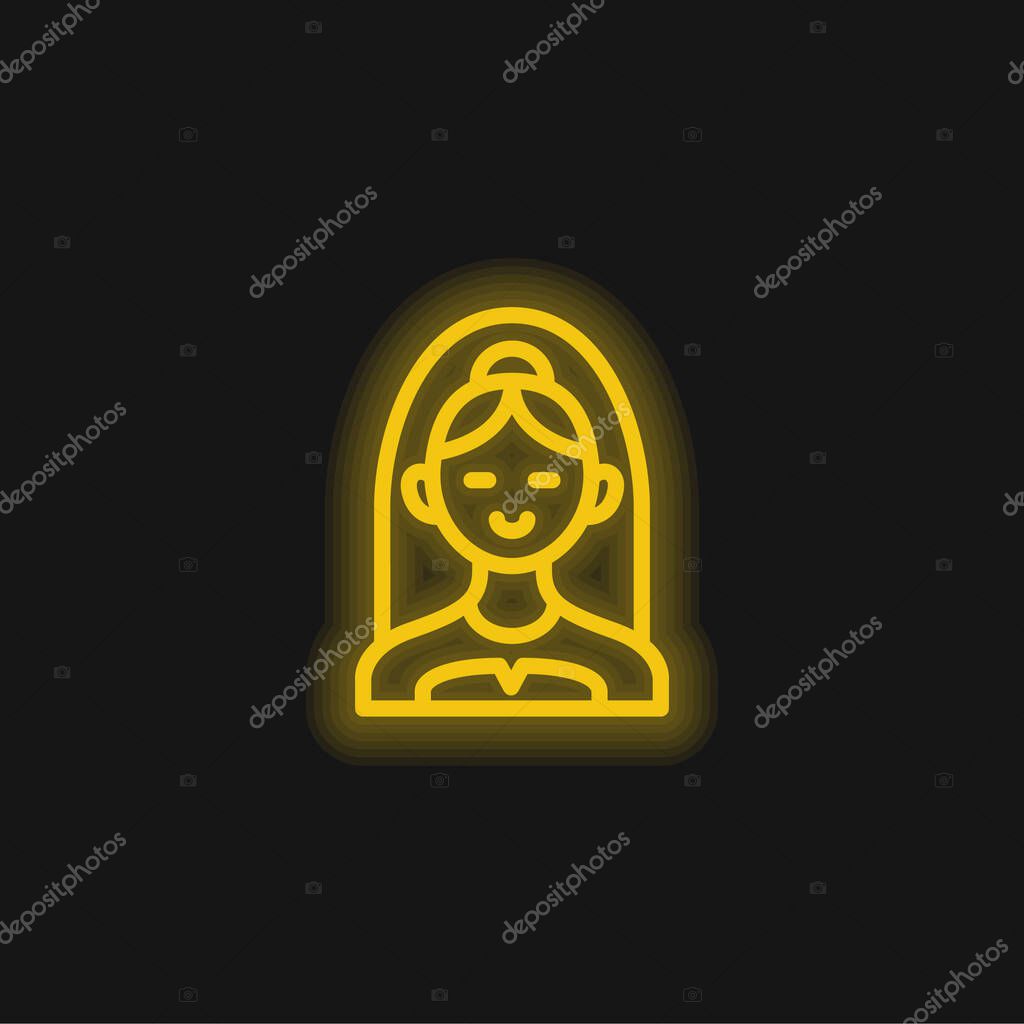 Bride Bust yellow glowing neon icon