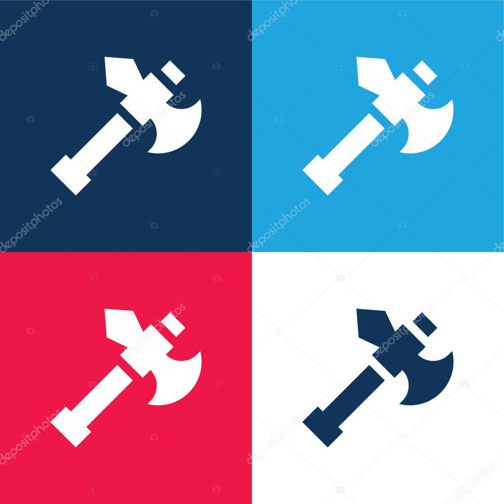Axe blue and red four color minimal icon set