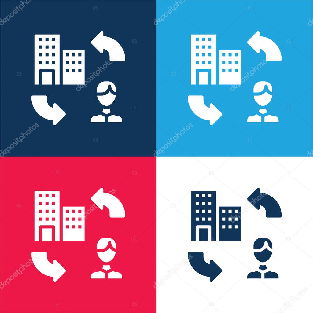B2c blue and red four color minimal icon set