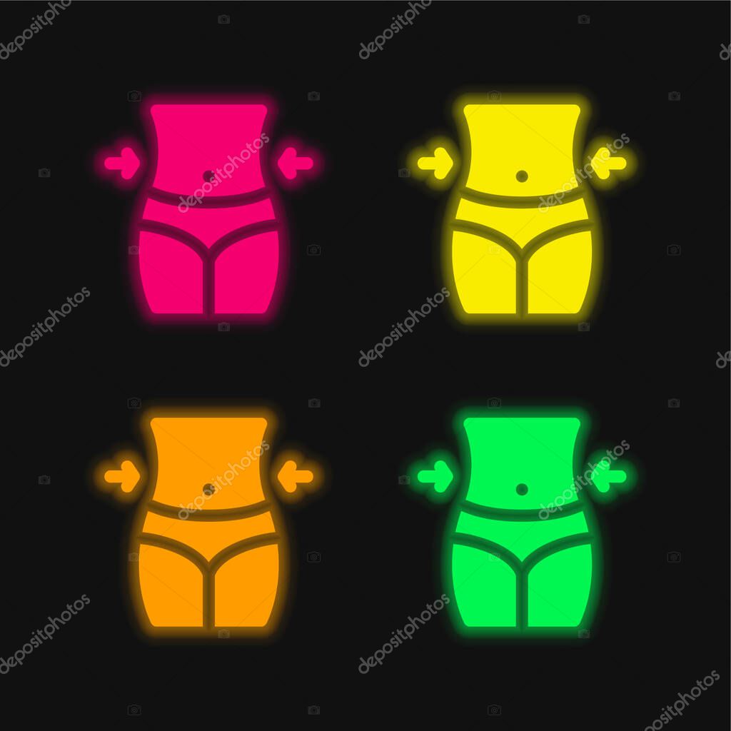 Belly four color glowing neon vector icon