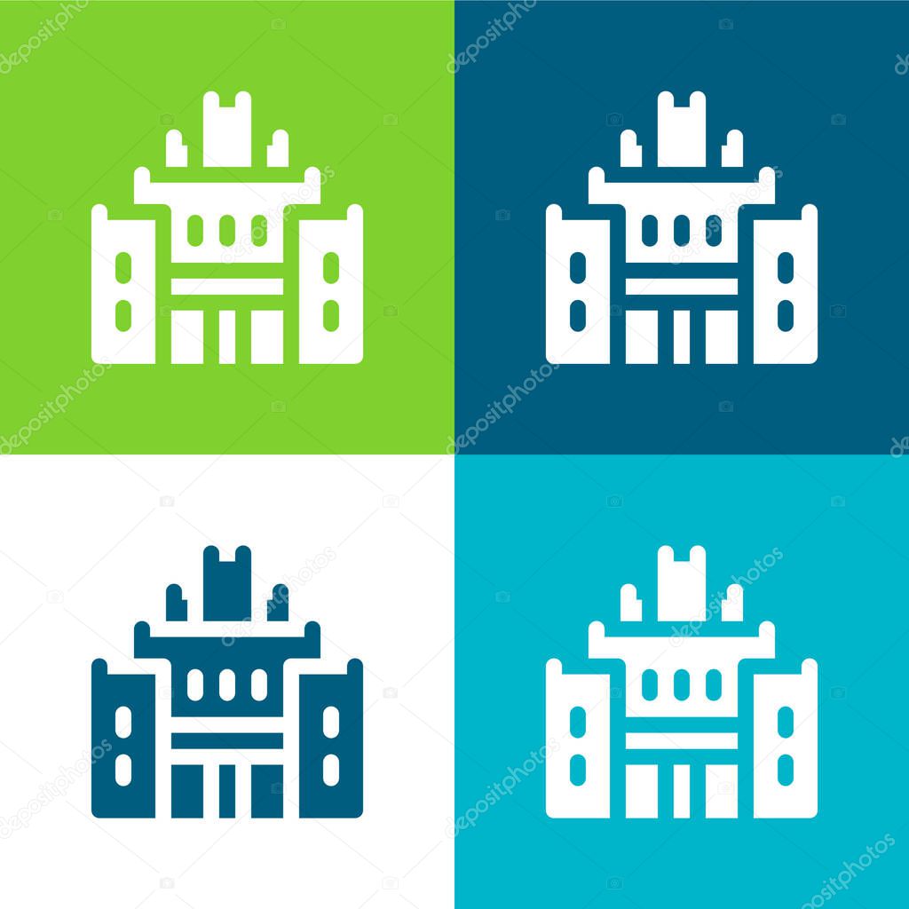 African Heritage House Flat four color minimal icon set
