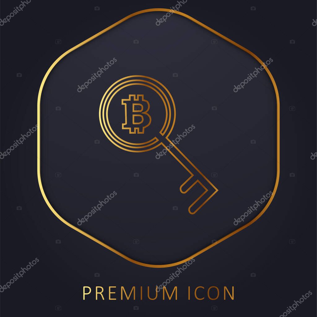 Bitcoin Key Or Password Symbol golden line premium logo or icon