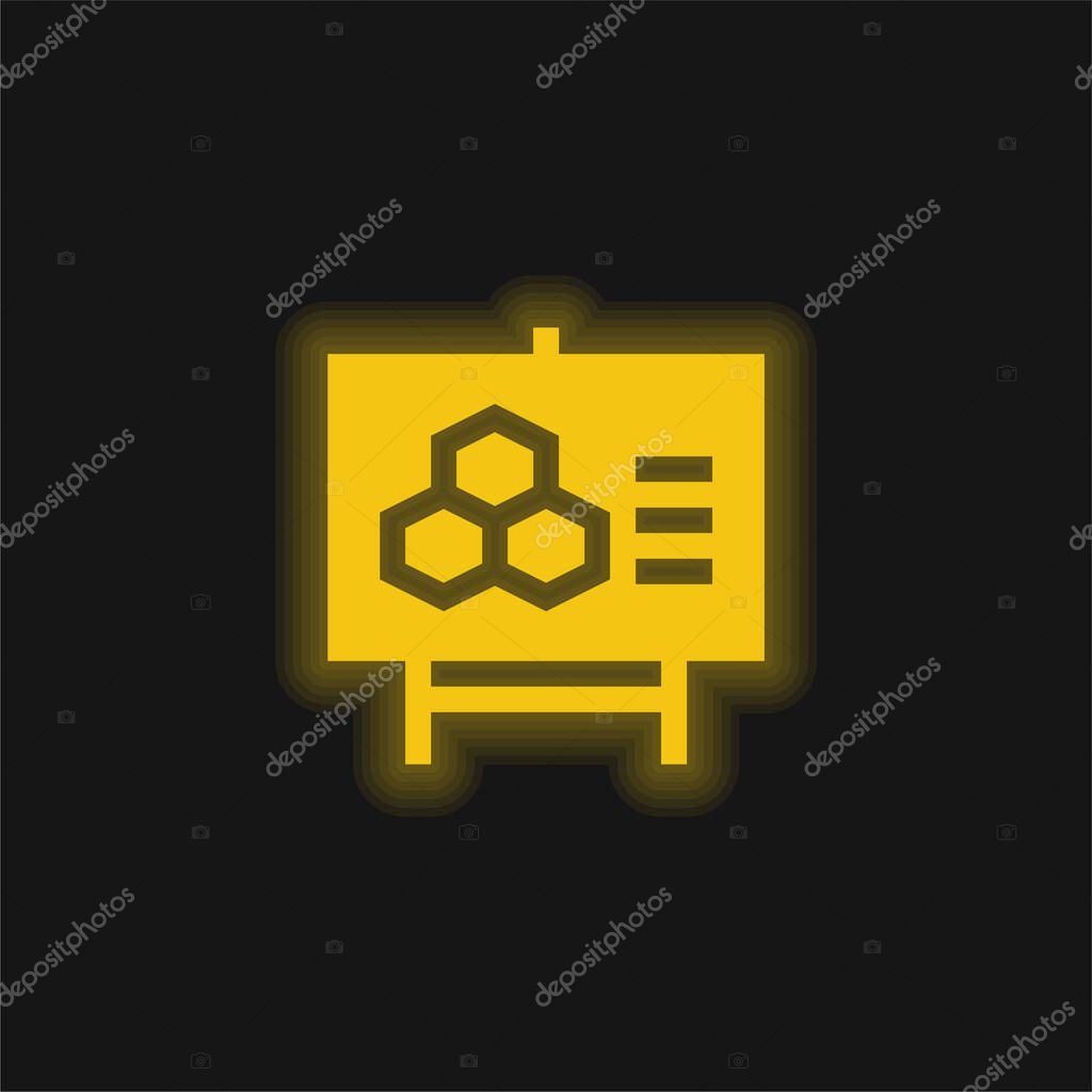Biology yellow glowing neon icon