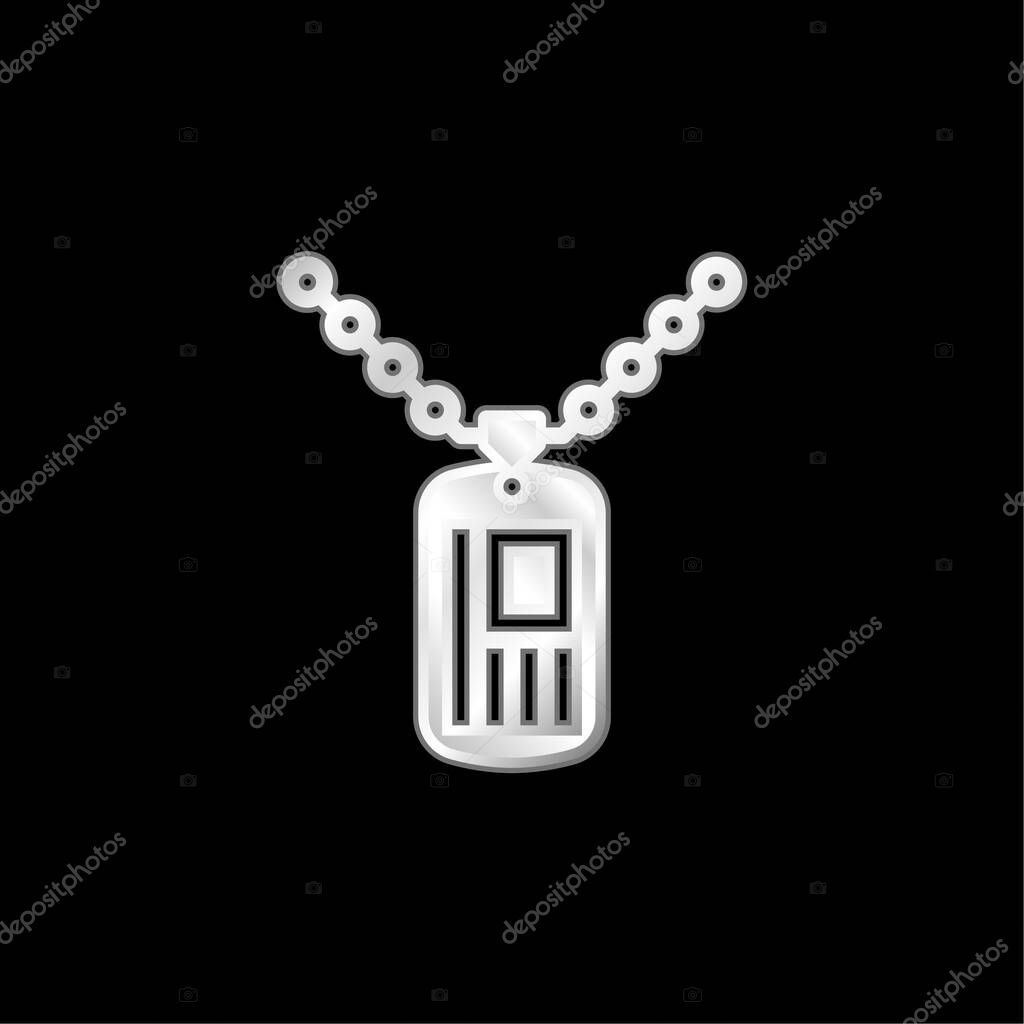Army Dog Tag silver plated metallic icon