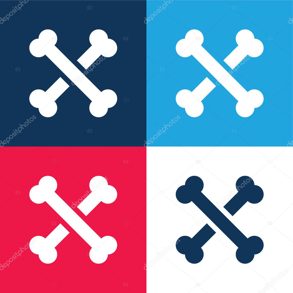 Bones blue and red four color minimal icon set