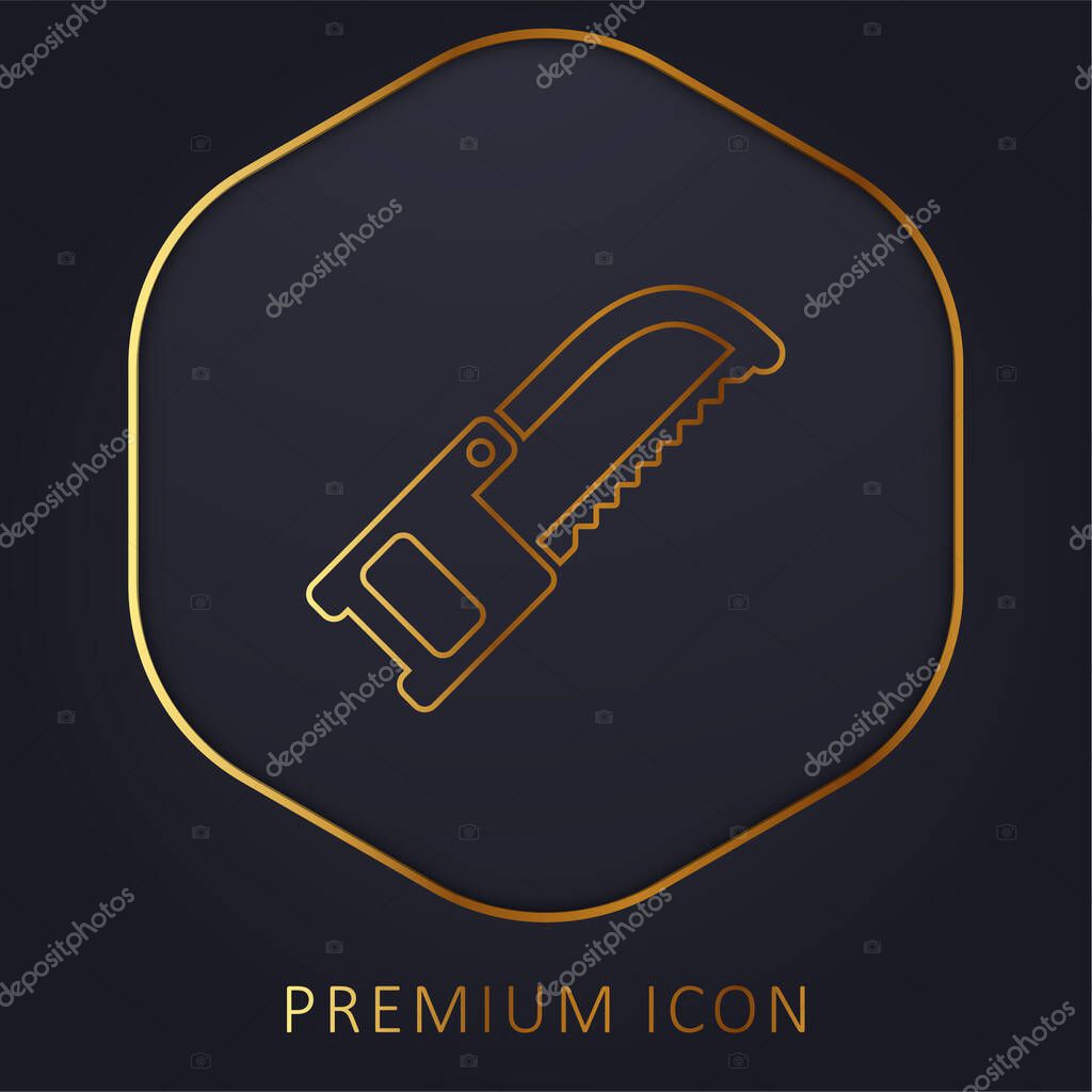 Band Saw golden line premium logo or icon
