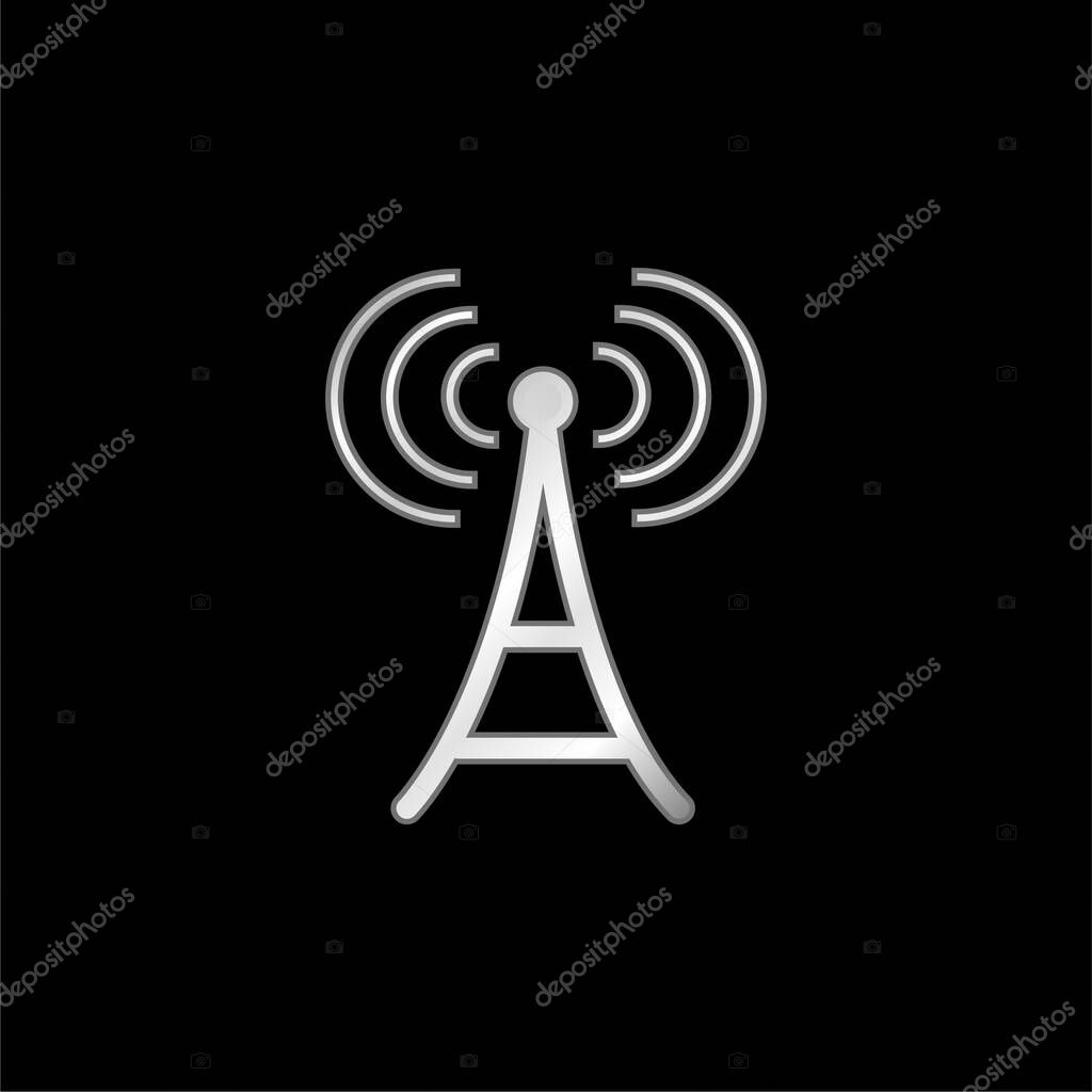 Antenna silver plated metallic icon