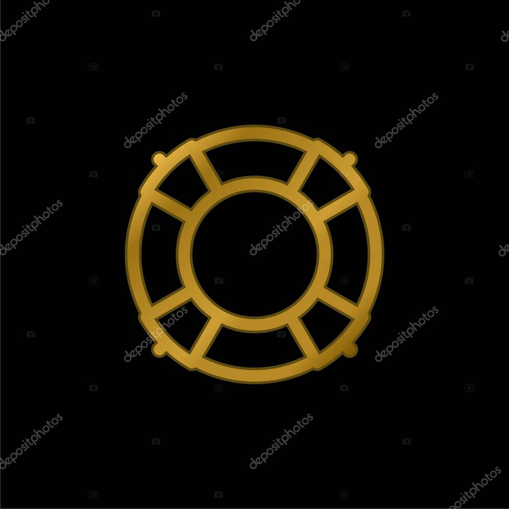 Big Lifesaver gold plated metalic icon or logo vector