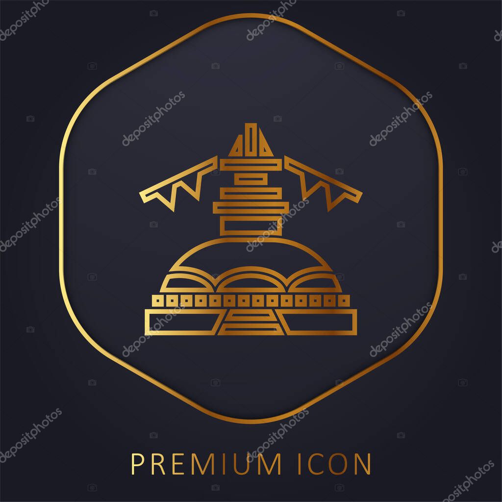 Boudhanath golden line premium logo or icon
