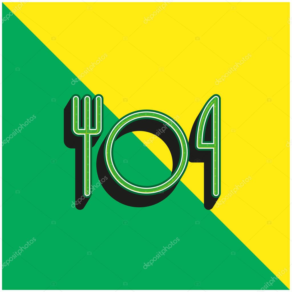 Basic Restaurant Sign Green and yellow modern 3d vector icon logo