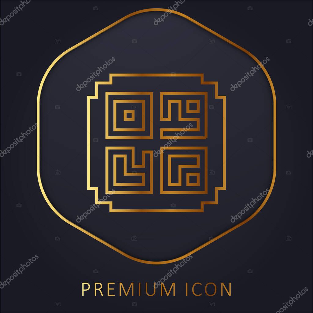 Barcode golden line premium logo or icon