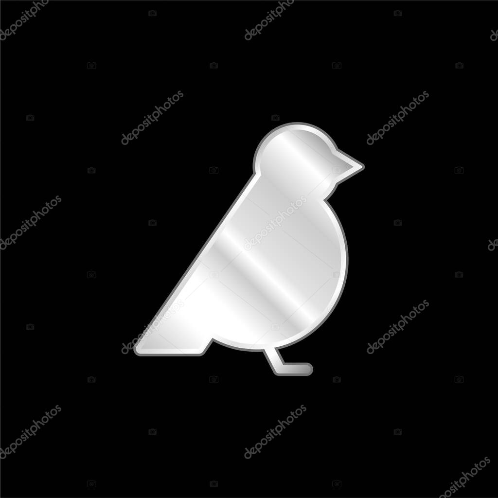 Bird Facing Right silver plated metallic icon