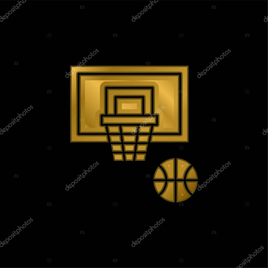 Basketball gold plated metalic icon or logo vector