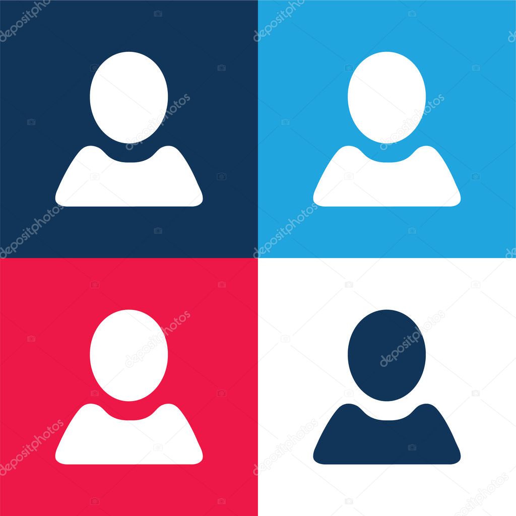 Black User Shape blue and red four color minimal icon set
