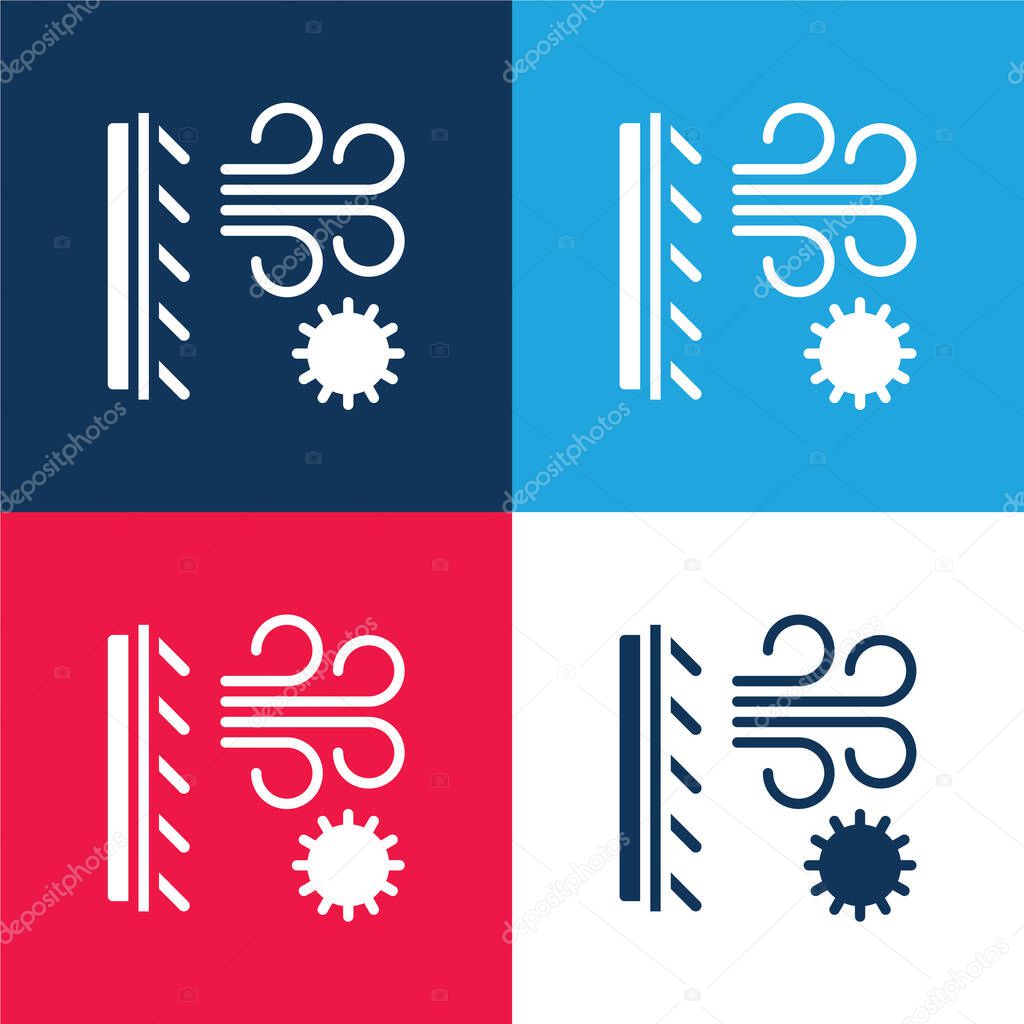 Air Conditioner blue and red four color minimal icon set
