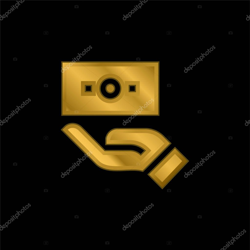 Bill gold plated metalic icon or logo vector