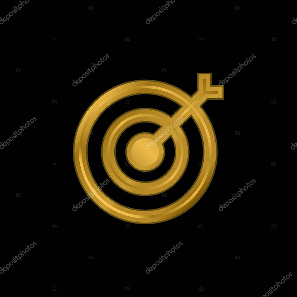 Archery gold plated metalic icon or logo vector