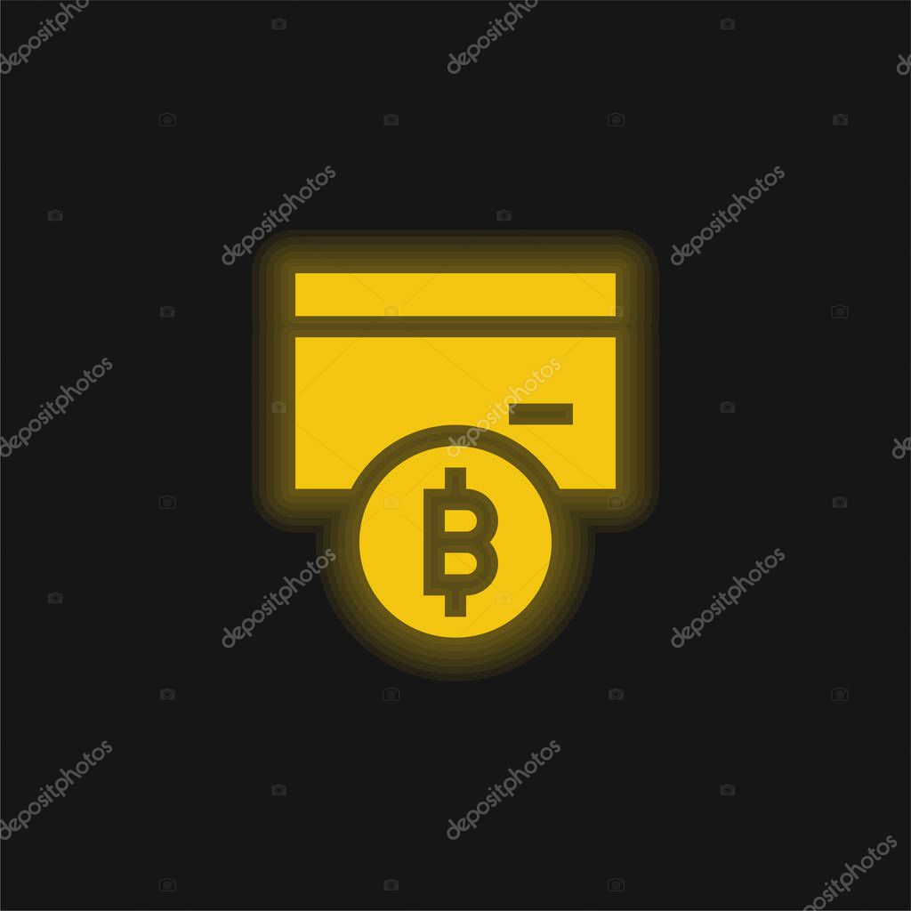 Bitcoin yellow glowing neon icon