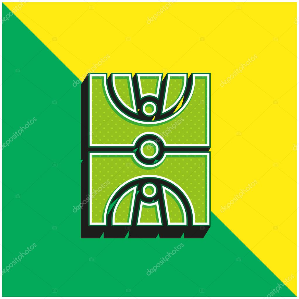 Basketball Court Green and yellow modern 3d vector icon logo