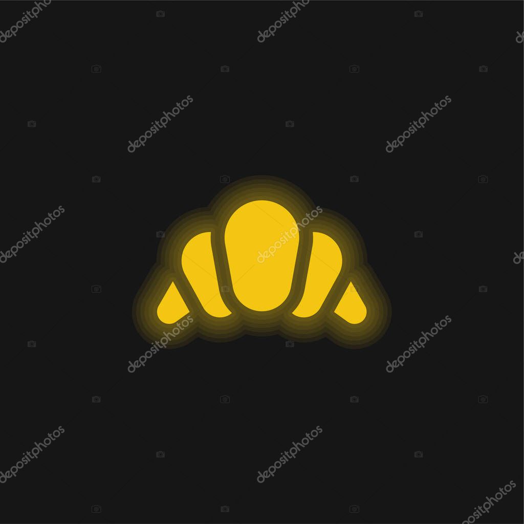 Big Croissant yellow glowing neon icon