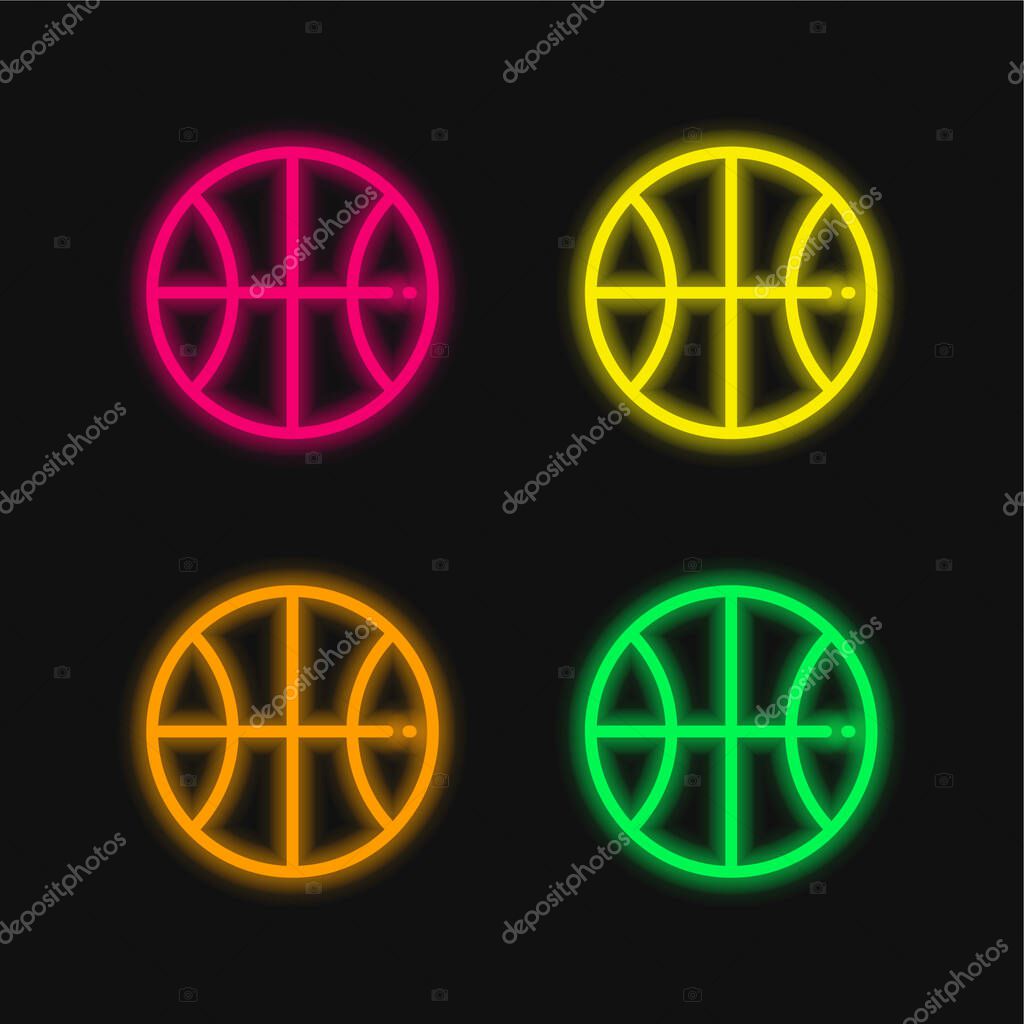 Ball four color glowing neon vector icon