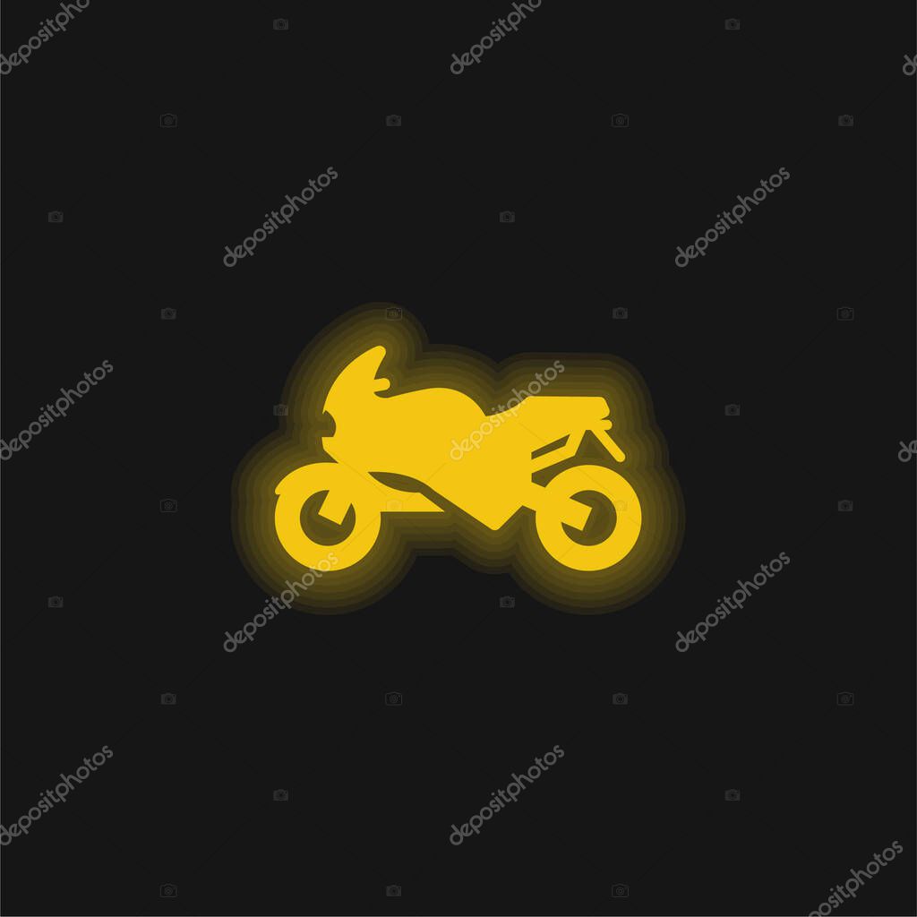 Bike yellow glowing neon icon