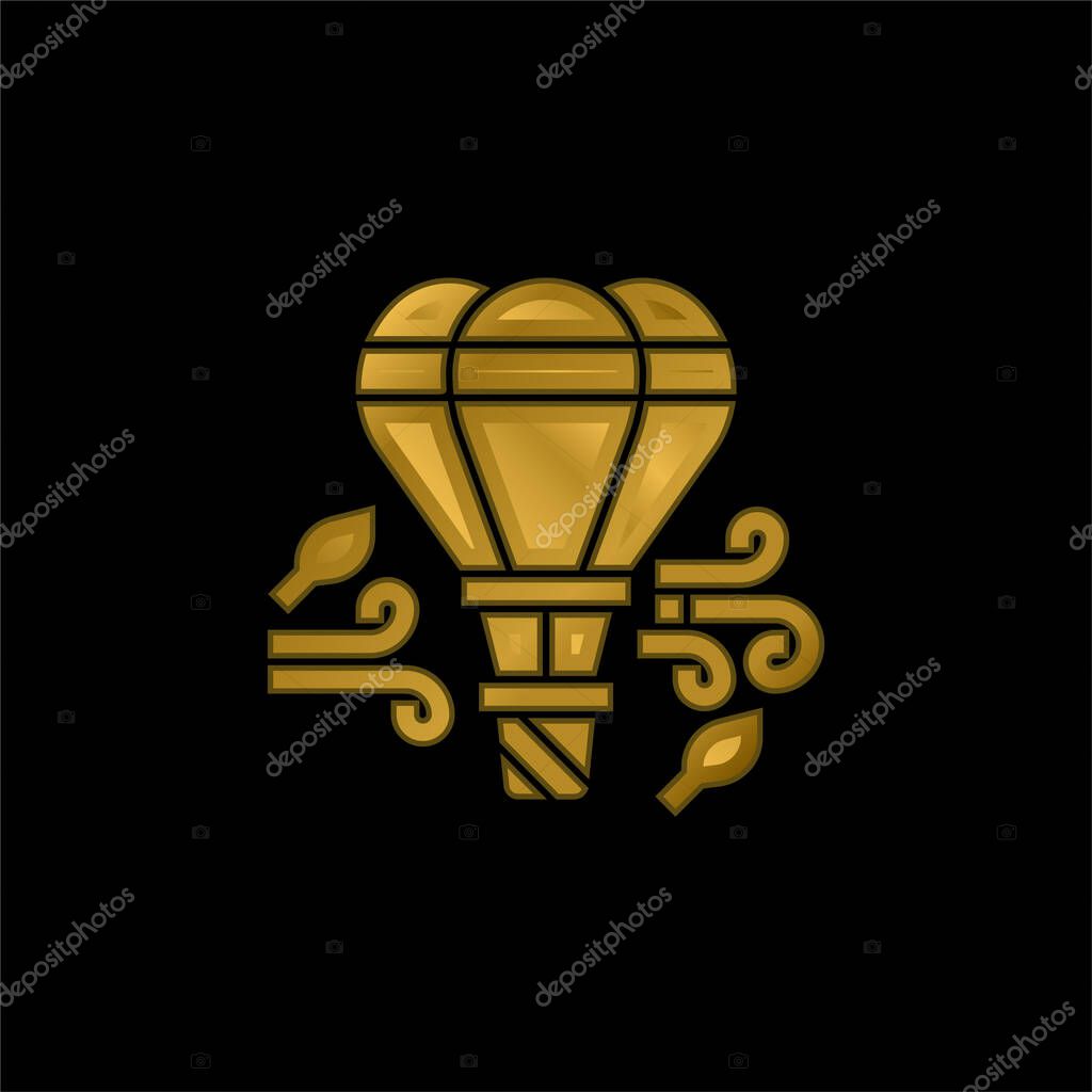 Air Balloon gold plated metalic icon or logo vector