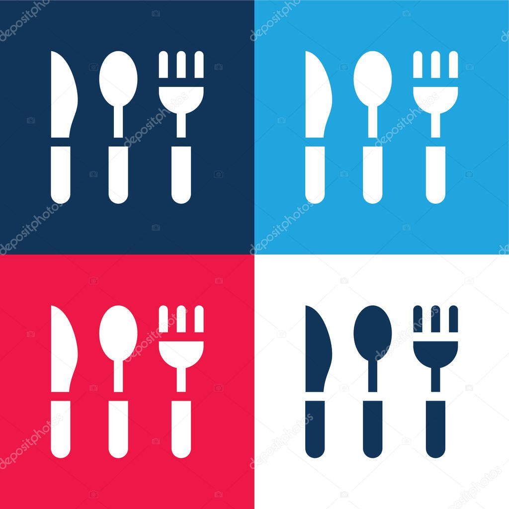 Baby Cutlery blue and red four color minimal icon set