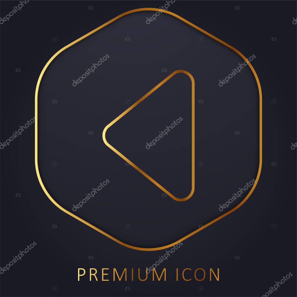 Black Triangular Arrowhead Pointing To Left Direction golden line premium logo or icon