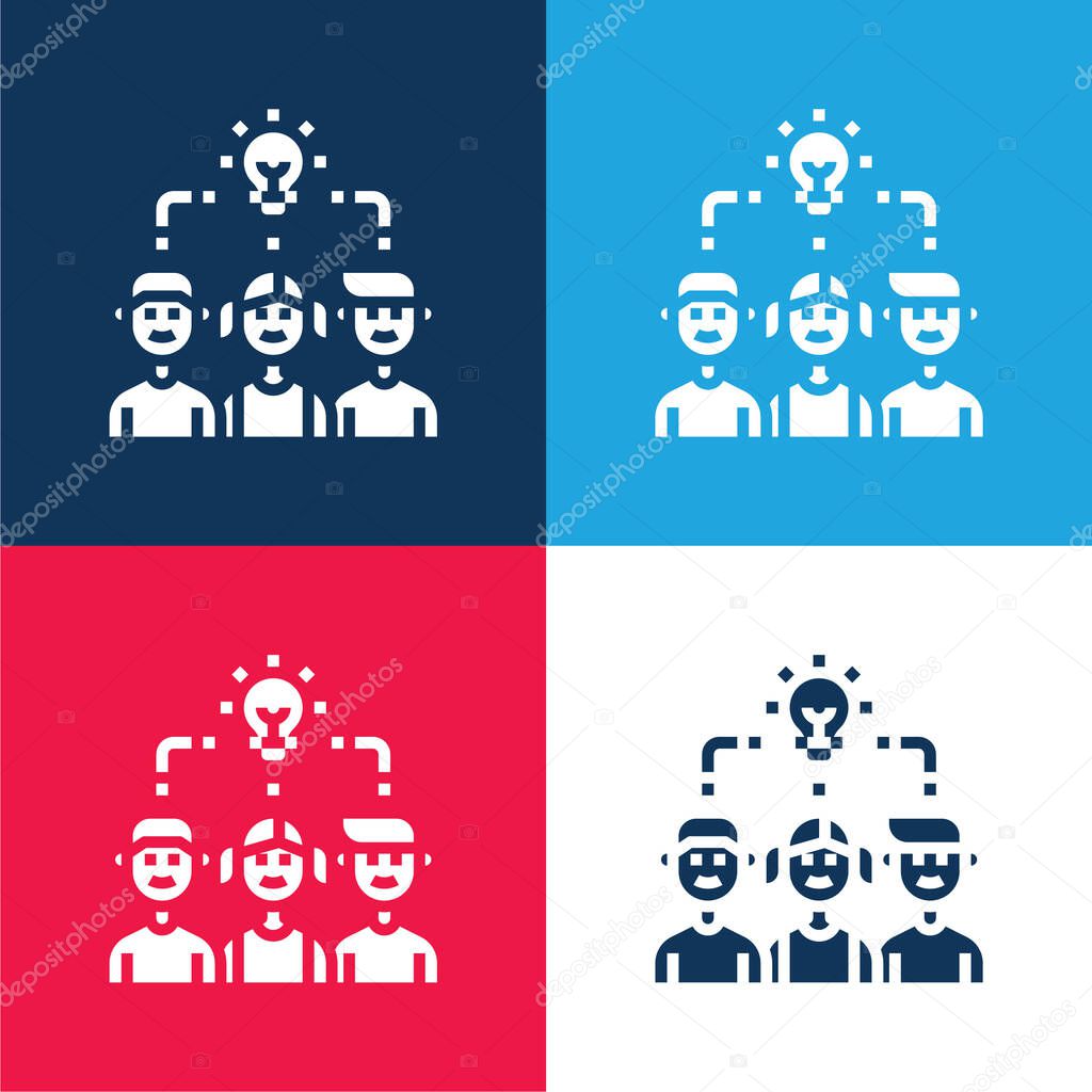 Brainstorm blue and red four color minimal icon set