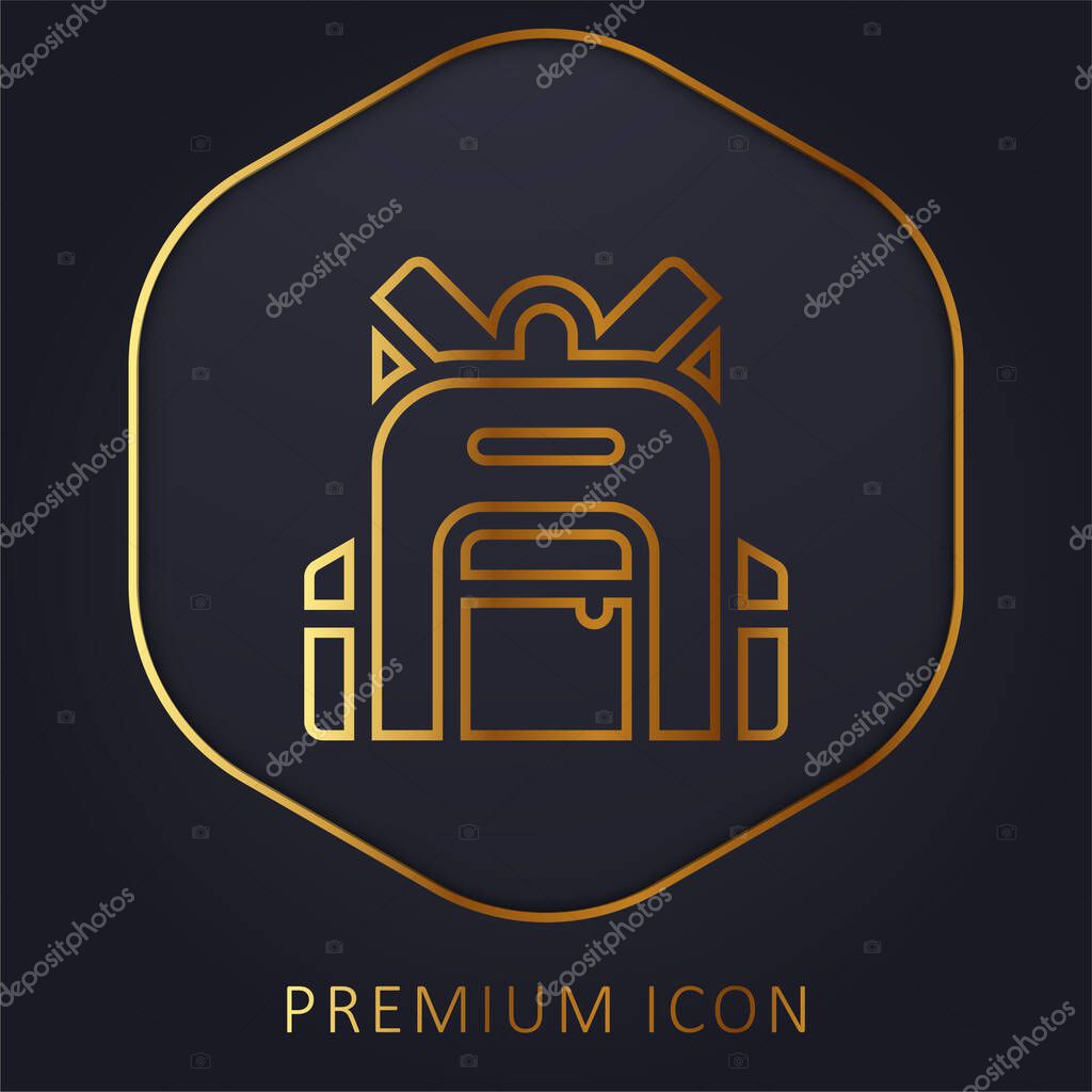 Backpack golden line premium logo or icon