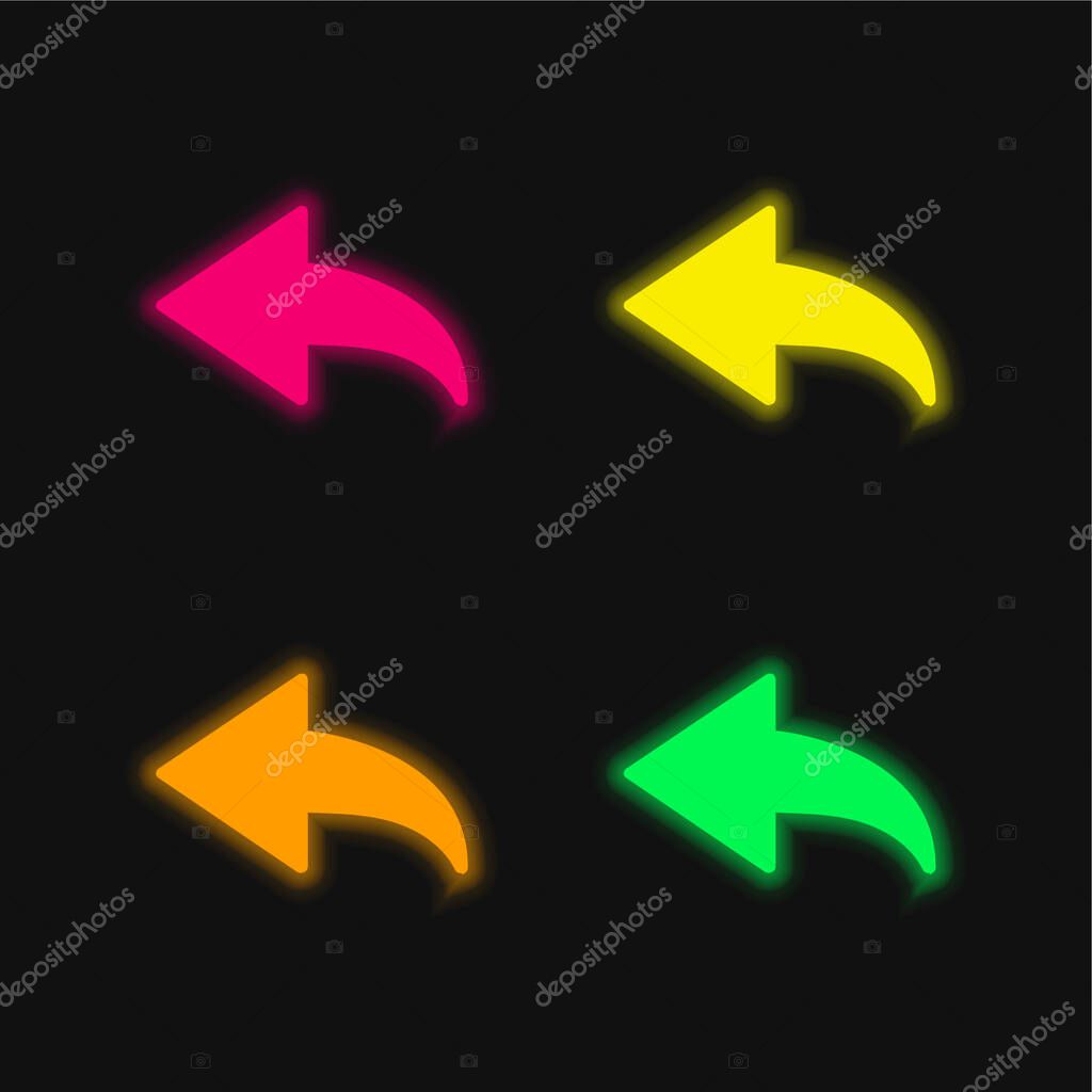 Back Arrow four color glowing neon vector icon