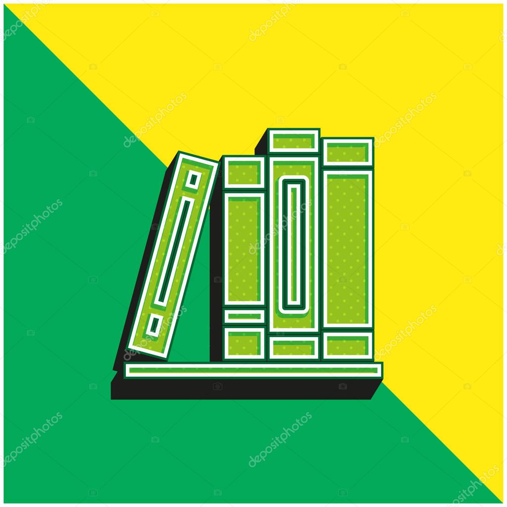 Books Green and yellow modern 3d vector icon logo