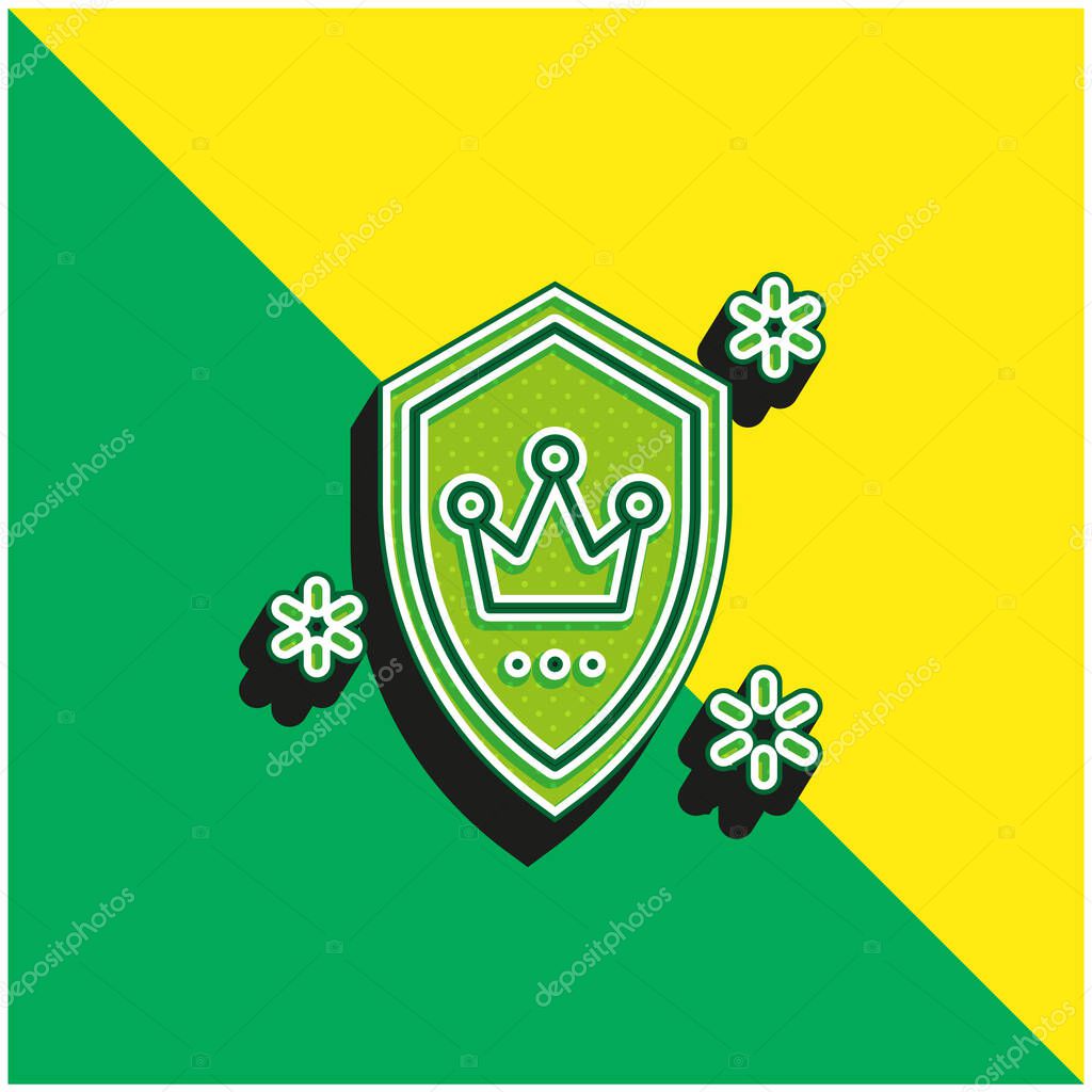 Badge Green and yellow modern 3d vector icon logo
