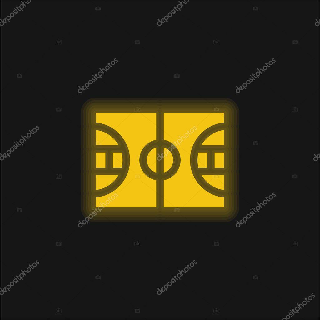 Basketball yellow glowing neon icon