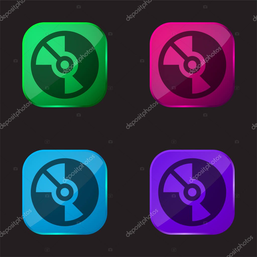 Big DVD four color glass button icon